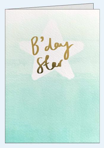 Kleine Geburtstagskarte B'day Star Stern Pastell