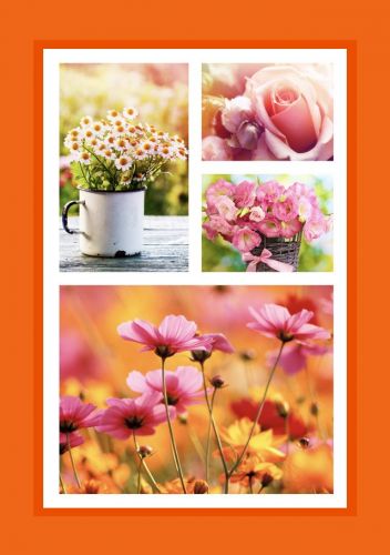 Fotokarte Blanco mit Blumen und Blumenstrauss