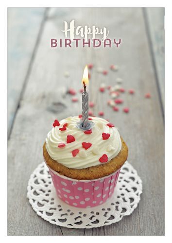 Schöne Geburtstagskarte A6 Cupcake und Kerze