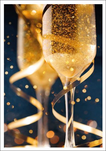 Fotokarte Blanco mit Champagnergläser
