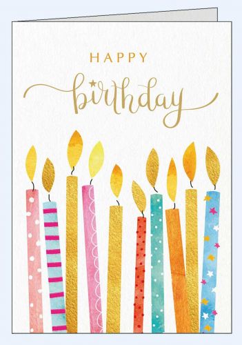 Edle Geburtstagskarte mit farbigen Kerzen