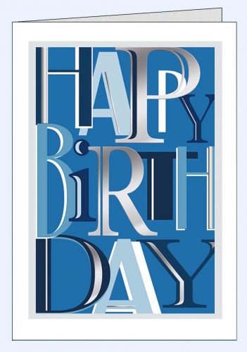 Hochwertige Geburtstagskarte Happy Birthday blau