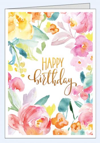 Geburtstagskarte Aquarell Blumen Birthday