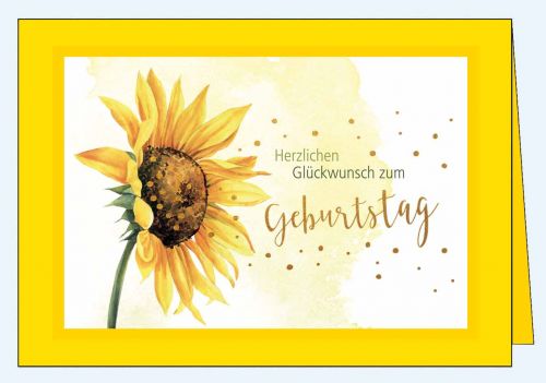 Edle Geburtstagskarte Aquarell Sonnenblume
