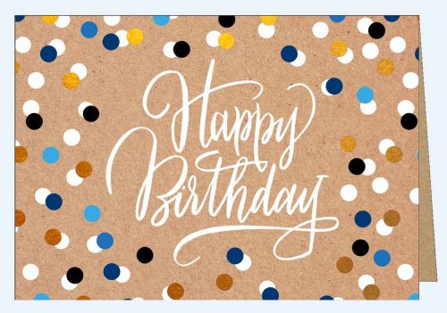 Trendig Craftkarte Happy Birthday Punkte Gold Blau