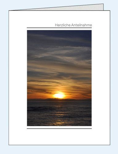 Trauerkarte mit Originalfoto mit Sonnenaufgang