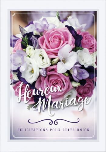 Carte de mariage avec bouquet