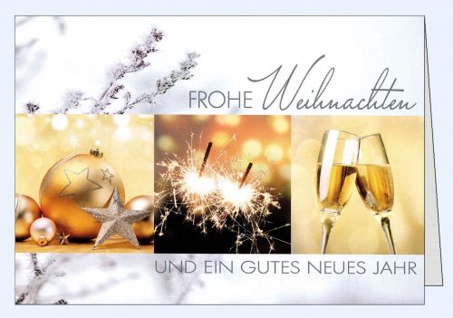 Weihnachtskarte mit drei Fotos Neujahr