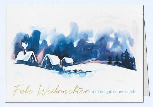 Weihnachtskarte mit Winterdorf