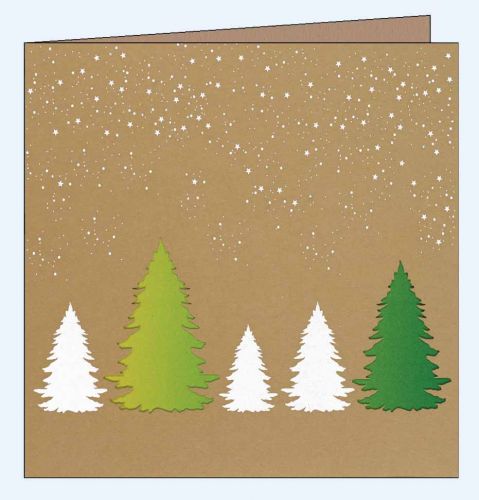 Edle Weihnachtskarte Laserstanzung Tannenbäume