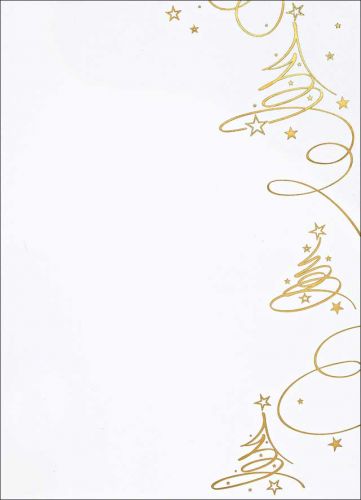 Weihnachtsbriefpapier mit goldigen Christbäumen