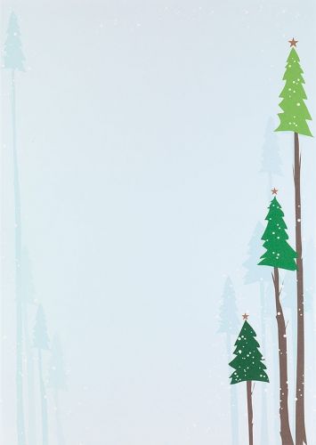 Schönes Weihnachtsbriefpapier mit Tannenbäumen