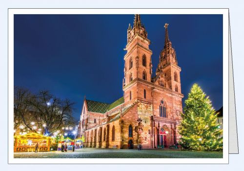 Foto Weihnachtskarte Basel Münster Christbaum