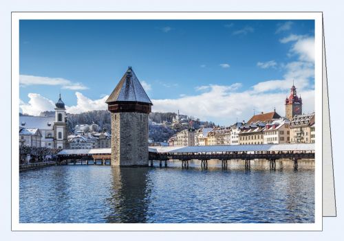 Foto Weihnachtskarte Luzern Kapellbrücke Tag