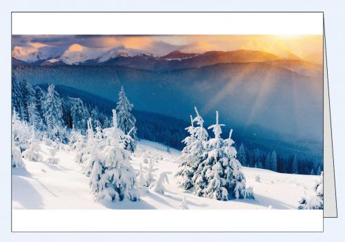 Fotokarte Winterlandschaft blaue Berge