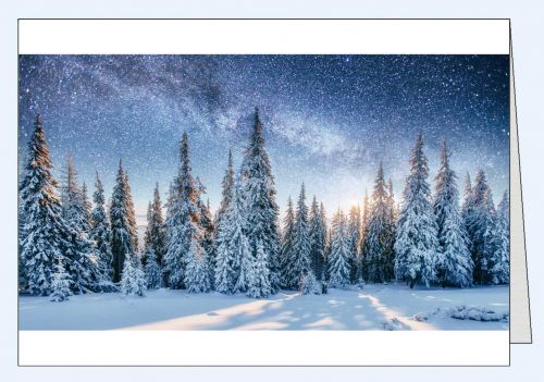 Fotokarte Winterlandschaft Sternenhimmel
