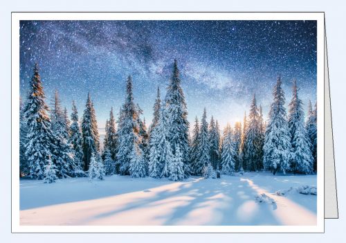 Fotokarte Winterlandschaft Sternenhimmel