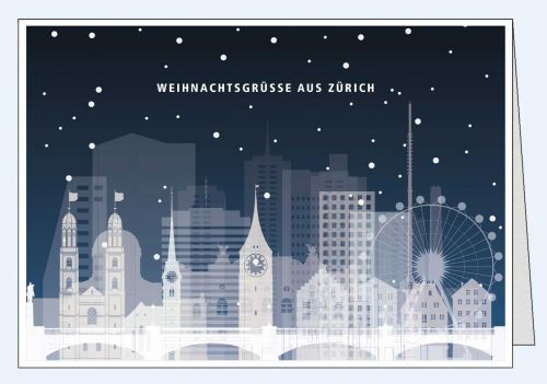 Moderne Weihnachtskarte Silhouette Zürich