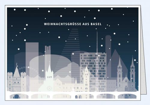 Moderne Weihnachtskarte Silhouette Basel