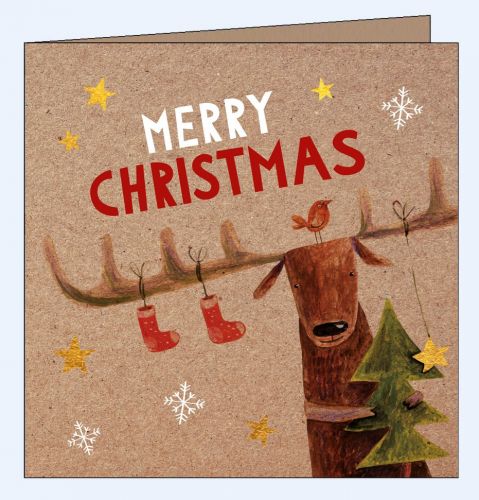 Lustige Weihnachtskarte Craft Rentiere Sterne