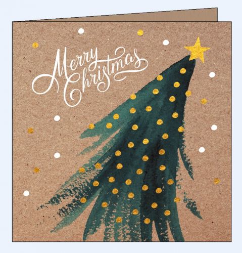 Edle Weihnachtskarte Craft Christbaum Goldpunkte