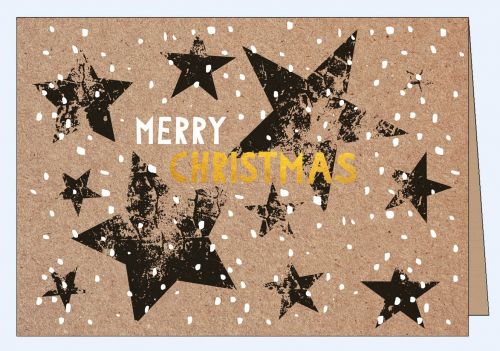 Trendige Weihnachtskarte Craft Schwarze Sterne
