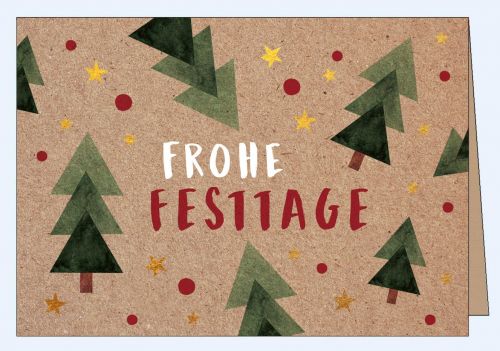 Weihnachtskarte Craft Tannenbäume und Sterne