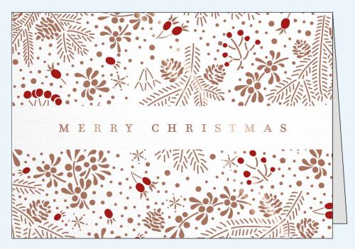 Edle Karte Merry Christmas mit floralem Muster
