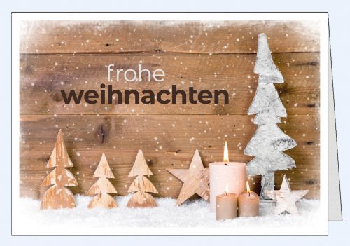 Foto Weihnachtskarte Holzdekoration und Kerze