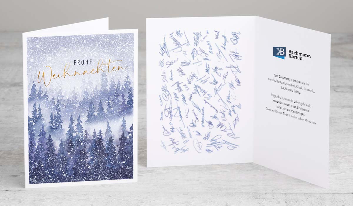 Weihnachtskarte mit Logo und Texteindruck Bachmann Karten